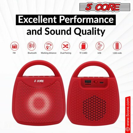 5 Core 5 Core Bluetooth Speaker Rechargeable Wireless Mini Waterproof Outdoor Sound System 4Hr Play Time BLUETOOTH-13R